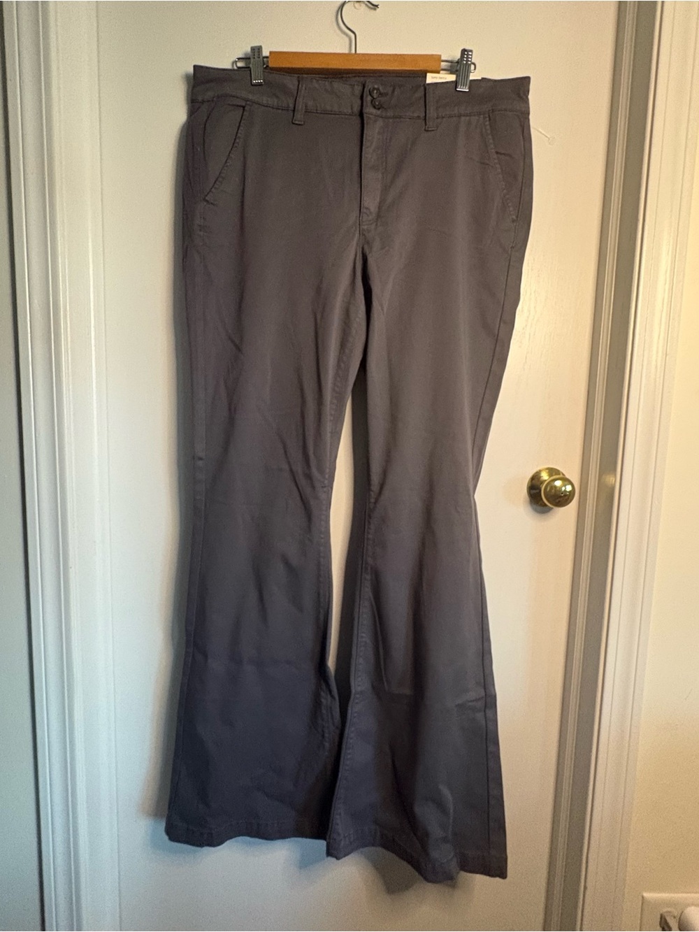 American Eagle NWT Sz 18L Artist Flare Twill Stretch Pants Pockets Mid Rise Y2K